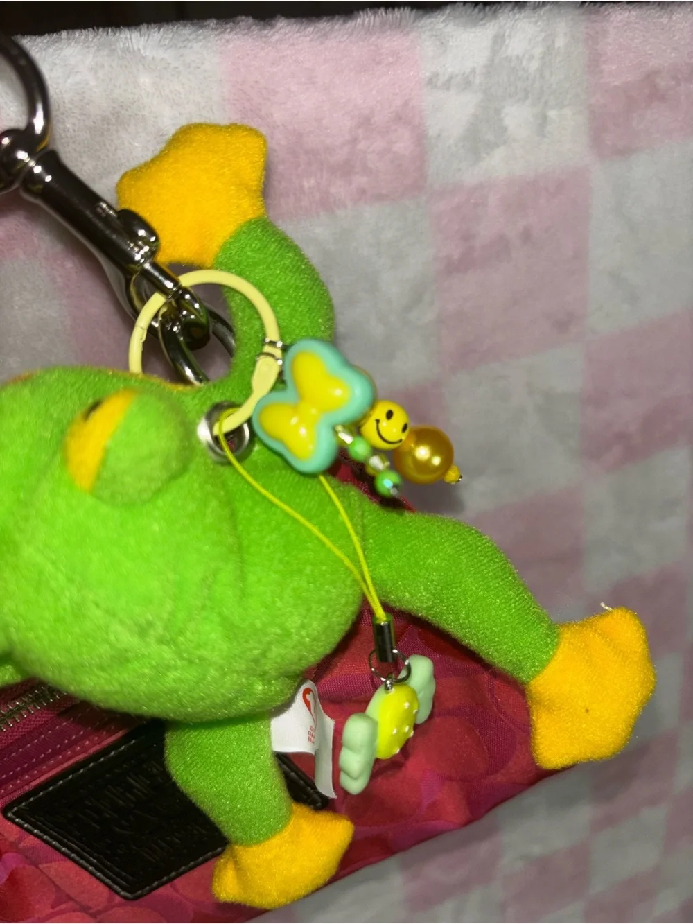 Ty Beanie Baby Frog Keychain Charm Y2K Green Plush w Charms Cute